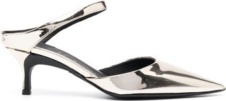 Metallic-Effect Kitten-Heel Mules