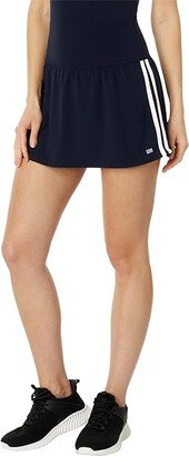 Airweight High-Waist Skort with Stripes (Indigo/White) Women's Skort