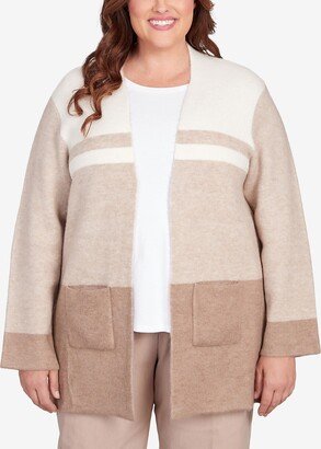 Plus Size St.Moritz Colorblock Open Front Cardigan