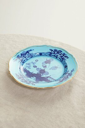 Oriente Italiano 21cm Gold-plated Porcelain Dessert Plate - Blue