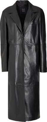 Leather Single-breasted Maxi Coat Coat Black