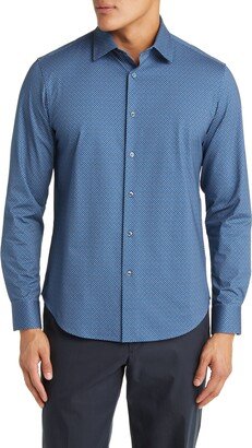 OoohCotton® James Geometric Print Stretch Cotton Button-Up Shirt