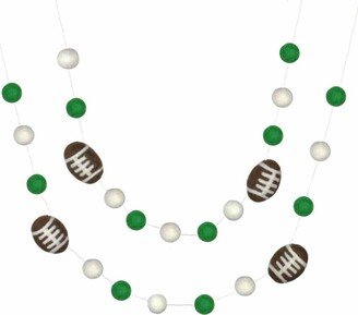 Football Garland - Felt Balls - Kelly Green & White - Fall Autumn School Spirit Tailgate Baby Boy Nursery - 1 Balls 2.25 Footballs