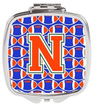 CJ1083-NSCM Letter N Football Green, Blue & Orange Compact Mirror