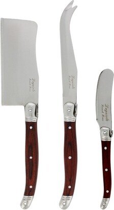 3pc Stainless Steel Laguiole Pakkawood Cheese Knife Set Brown