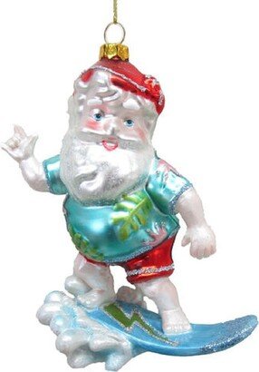 Surfing Santa Christmas Holiday Ornament December Diamonds - Multi