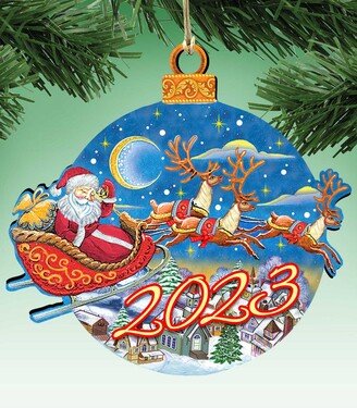 2023 Dated Up and Away Christmas Wooden Ornaments Holiday Decor Set of 2 G. DeBrekht