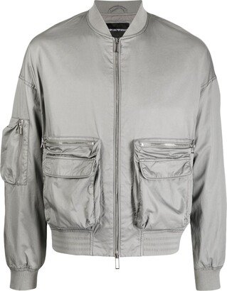 Cargo-Pocket Cotton Bomber Jacket