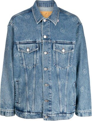 Monogram-Print Denim Jacket-AA