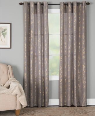 Miller Curtains Dana Botanical Metallic Print Window Panels