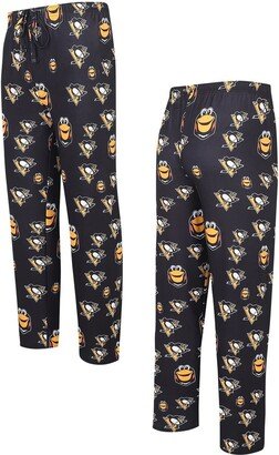 Men's Concepts Sport Black Pittsburgh Penguins Gauge Allover Print Knit Sleep Pants