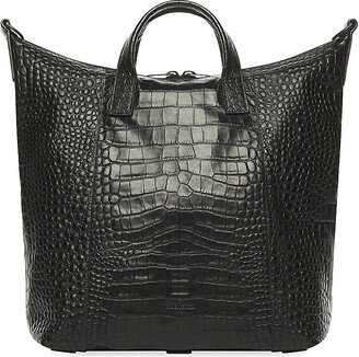 Hourglass Men Medium Zip Tote Bag Crocodile Embossed