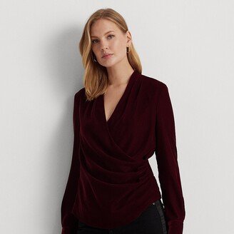 Ralph Lauren Pleated Velvet Surplice Blouse-AA