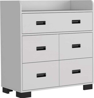 33 White Five Drawer Standard Dresser