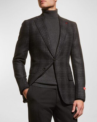 Men's Plaid Wool-Cashmere Sport Jacket