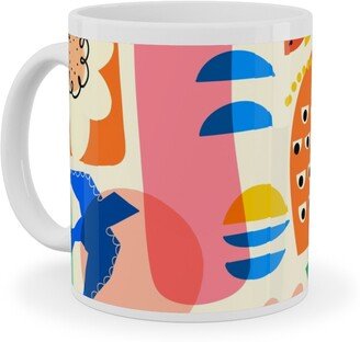 Mugs: Abstract Shapes Fun Collage - Multi Ceramic Mug, White, 11Oz, Multicolor