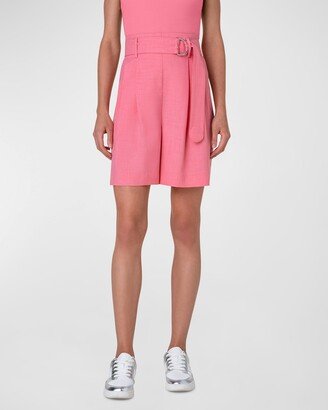 Fiorellina Belted Techno Crepe Bermuda Shorts