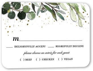 Rsvp Cards: Dark Garden Wedding Response Card, Gold Foil, Grey, Signature Smooth Cardstock, Rounded