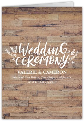 Wedding Program Cards: Love And Laughter Forever Wedding Program, Brown, 5X7, Matte, Folded Smooth Cardstock, Square