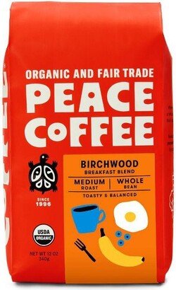 Peace Coffee Organic Fair Trade Birchwood Blend Medium Roast Whole Bean Coffee- 12oz