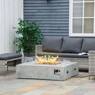 42 Inch Square Propane Fire Pit Table, 50,000BTU Gas Firepit with Protective Cover, Lava Rocks