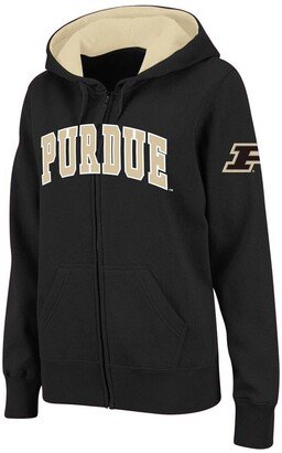 Women's Stadium Athletic Black Purdue Boilermakers Arched Name Full-Zip Hoodie