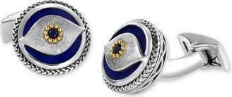 Men's Lapis & Blue Sapphire (1/8 ct. t.w.) Evil Eye Cufflinks in Sterling Silver & 18k Gold