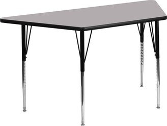 29''W x 57''L Trapezoid Grey Thermal Laminate Activity Table - Standard Height Adjustable Legs