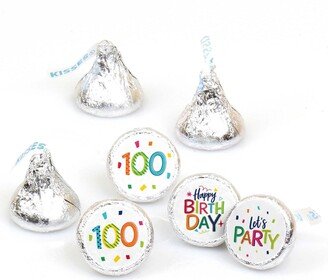 Big Dot Of Happiness 100th Birthday Cheerful Birthday - Round Candy Sticker Favors (1 sheet of 108)