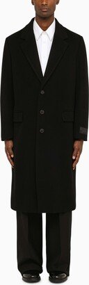 Black single-breasted coat in wool