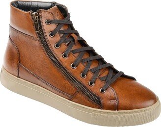 Xander Leather High-Top Sneaker (Brown) Men's Shoes