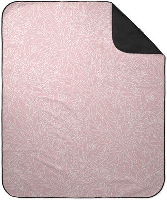 Picnic Blankets: Contour Line Botanicals - Blush Pink Picnic Blanket, Pink