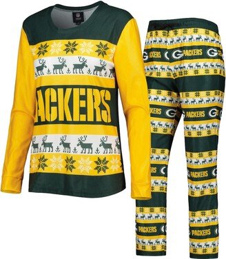 Women's Foco Green Green Bay Packers Holiday Ugly Pajama Set