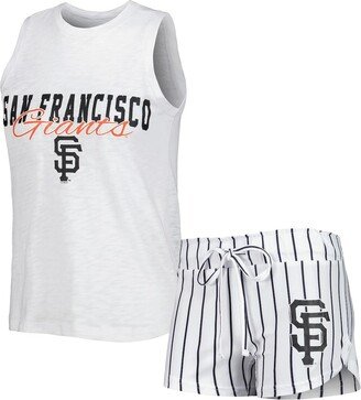 Women's Concepts Sport White San Francisco Giants Reel Pinstripe Tank Top and Shorts Sleep Set