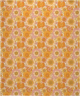 Fleece Photo Blankets: Avery Retro Floral Blanket, Fleece, 50X60, Orange