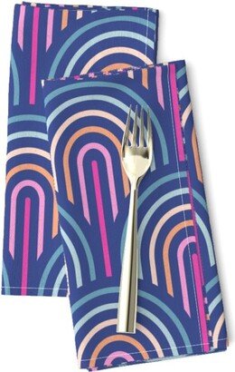 Retro Purple Geo Dinner Napkins | Set Of 2 - Art Deco Rainbows By Pippa Shaw Vintage Fans Large Scale Cloth Spoonflower