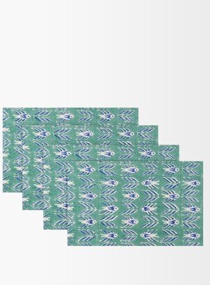 Set Of Four Ikat Peacock-feather Cotton Napkins