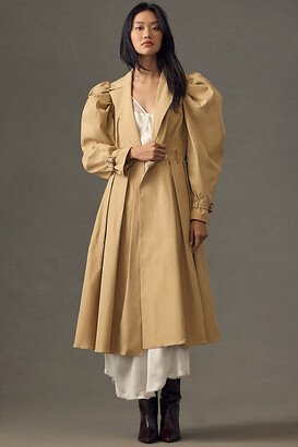 Mare Mare Puff-Sleeve Pleated Trench Coat Jacket