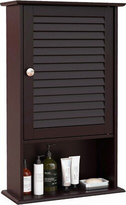 Tangkula Bathroom Wall Mount Storage Cabinet Single Door w/Height Adjustable Shelf