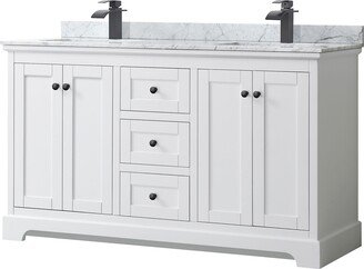 Avery 60-inch Double Vanity, Marble Top, Square Sinks, No Mirror