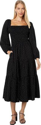 Lucie Tiered Midi Dress in Dot (True Black) Women's Dress