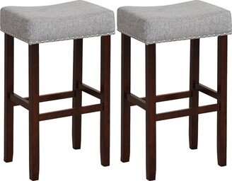 Set of 2 Counter Height Bar Stools Saddle Kitchen Chairs