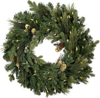 Emerald Mixed Fir Artificial Christmas Wreath with LED Warm White Lights