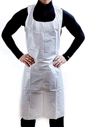 25 Pack Disposable Heavy Duty White Plastic Aprons 28