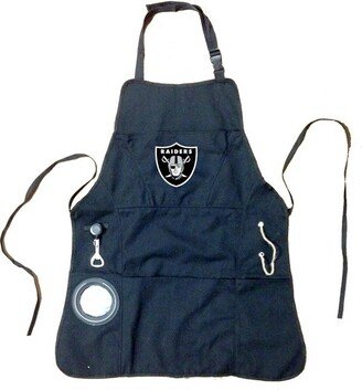 Las Vegas Raiders Black Grill Apron- 26 x 30 Inches Durable Cotton with Tool Pockets and Beverage Holder