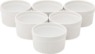 Juvale 6 Pack White Ceramic Ramekins, Souffle Dish, Ramiken Set Kitchen and Baking Supplies (8 oz)