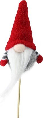 Northlight 11.5” Santa Gnome with Hat and Striped Arms on a Stick Christmas Ornament - Gray/Red