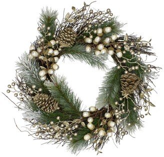 Northlight Unlit Acorn and Pine Cone Flocked Pine Needle Artificial Christmas Wreath