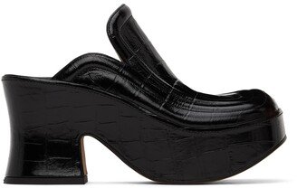 Black Croc Wedge Heels