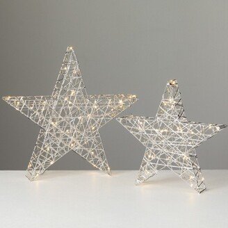 19.75H and 16H Sullivans Lighted Outdoor Silver Stars - Set of 2, Silver